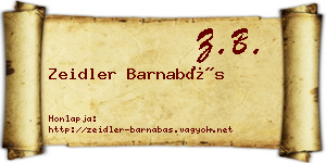 Zeidler Barnabás névjegykártya